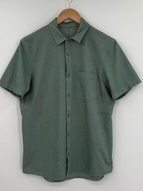 Lululemon Men's Commission Short Sleeve Oxford Shirt | Tidewater Teal | Medim